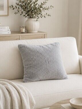 Restoration Hardware Silver Sage Faux Fur Pillow Cover